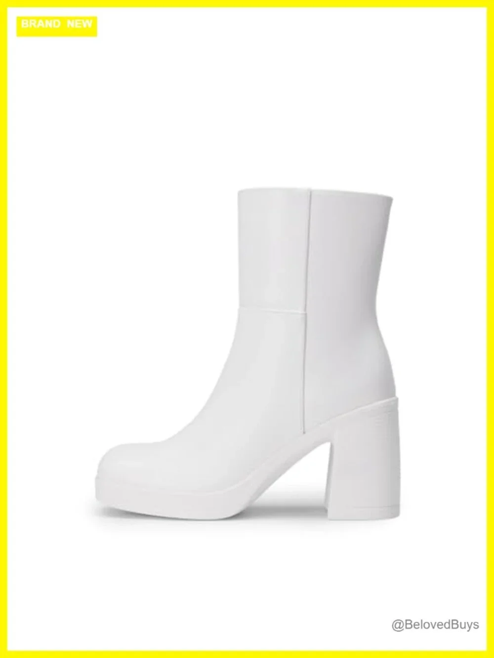 Square Toe Platform Ankle Boots Chunky High Heels Side Zipper Faux Leather